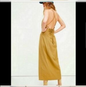 Free People Open Back Maxi Midi Dress Halter Style XS